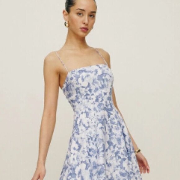 Reformation Dresses & Skirts - Reformation Blue and White Floral Monette Linen Dress Size 8 NWT